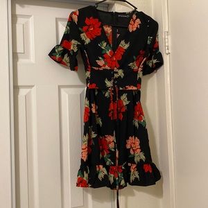 Black Corset Floral Dress